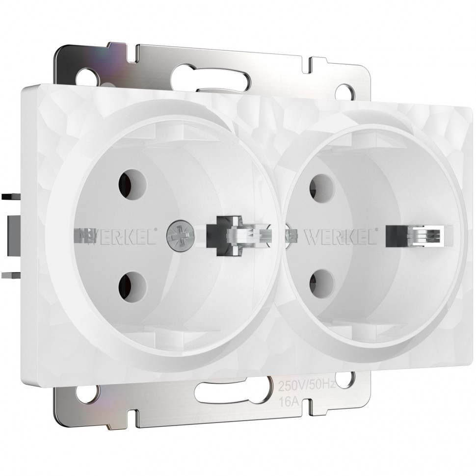 Розетка двойная с заземлением (Hammer белый) W1272001 фото 1 — Multielectrika