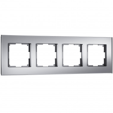 Рамка из стекла на 4 поста Senso серебряный soft-touch W0043106 &mdash; Multielectrika
