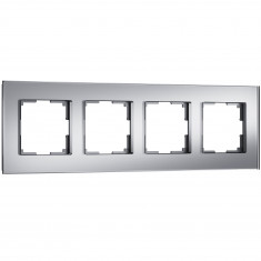 Рамка из стекла на 4 поста Senso серебряный soft-touch W0043106 &mdash; Multielectrika