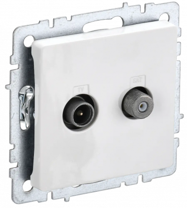 Розетка двойная TV+SAT IEK Brite РТВ/РСп12-БрБ белая — Multielectrika