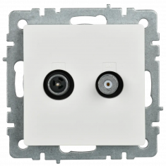 Розетка двойная TV+SAT IEK Brite РТВ/РСп12-БрБ белая &mdash; Multielectrika