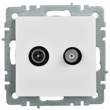 Розетка двойная TV+SAT IEK Brite РТВ/РСп12-БрБ белая — Multielectrika