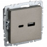 Розетка USB A+C 18Вт IEK Brite РЮ11-1-БрШ шампань