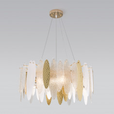 Умная подвесная люстра с фактурным стеклом 326/8 золото &mdash; Multielectrika