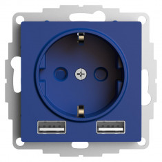 Розетка USB A+A Systeme Electric AtlasDesign 5В/2,4А, 2х5В/1,2А, 16А, аквамарин &mdash; Multielectrika