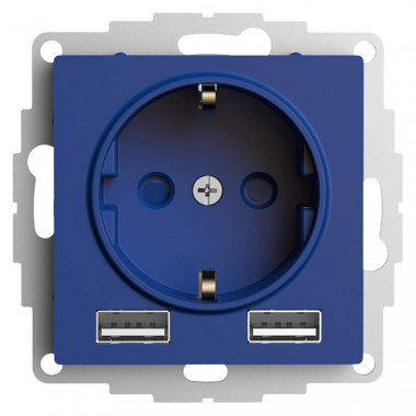 Розетка USB A+A Systeme Electric AtlasDesign 5В/2,4А, 2х5В/1,2А, 16А, аквамарин — Multielectrika