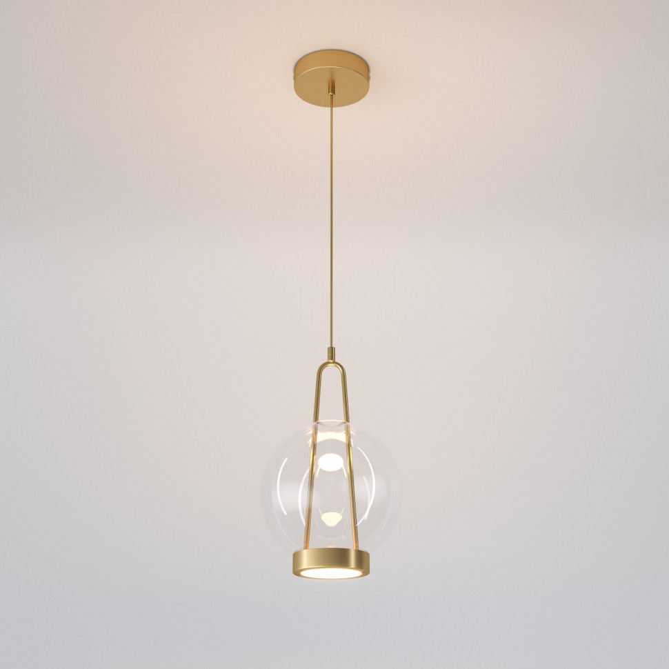 Подвесной светодиодный светильник со стеклянным плафоном 50267/1 LED латунь фото 1 — Multielectrika