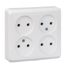 Розетка 4К без шторок 16А 250B Белая Schneider Electric Этюд PA16-205B &mdash; Multielectrika