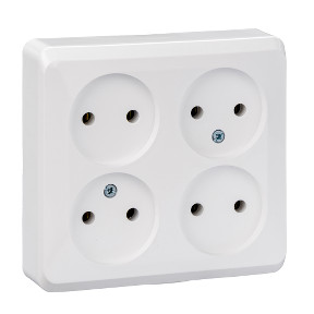 Розетка 4К без шторок 16А 250B Белая Schneider Electric Этюд PA16-205B фото 1 — Multielectrika