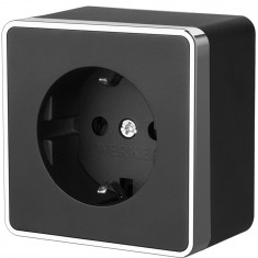 Розетка с заземлением Gallant черный/хром W5071035 &mdash; Multielectrika