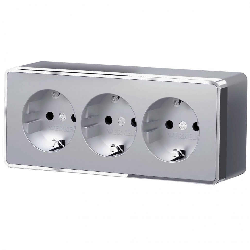 Розетка тройная с заземлением и шторками Gallant серебряный W5073106 фото 1 &mdash; Multielectrika