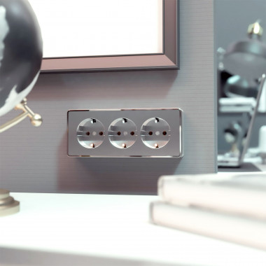 Розетка тройная с заземлением и шторками Gallant серебряный W5073106 &mdash; Multielectrika