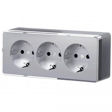 Розетка тройная с заземлением и шторками Gallant серебряный W5073106 &mdash; Multielectrika