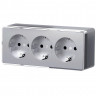 Розетка тройная с заземлением и шторками Gallant серебряный W5073106