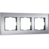 Рамка из стекла на 3 поста Senso серебряный soft-touch W0033106 фото 1 &mdash; Multielectrika