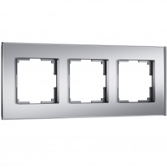 Рамка из стекла на 3 поста Senso серебряный soft-touch W0033106 &mdash; Multielectrika