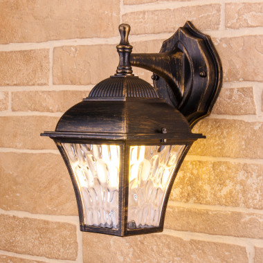 Уличный настенный светильник Apus D черное золото IP33 GL 1009D — Multielectrika