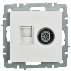 Розетка двойная TV+RJ45 кат.5E IEK Brite РТВ/РК12-БрБ белая &mdash; Multielectrika