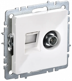 Розетка двойная TV+RJ45 кат.5E IEK Brite РТВ/РК12-БрБ белая &mdash; Multielectrika