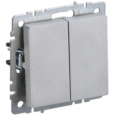Выключатель двухклавишный 10А IEK Brite ВС10-2-0-БрА алюминий — Multielectrika