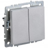 Выключатель двухклавишный 10А IEK Brite ВС10-2-0-БрА алюминий