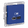 Розетка USB A+C Systeme Electric AtlasDesign 45W, Fast Charge (QC.PD), аквамарин