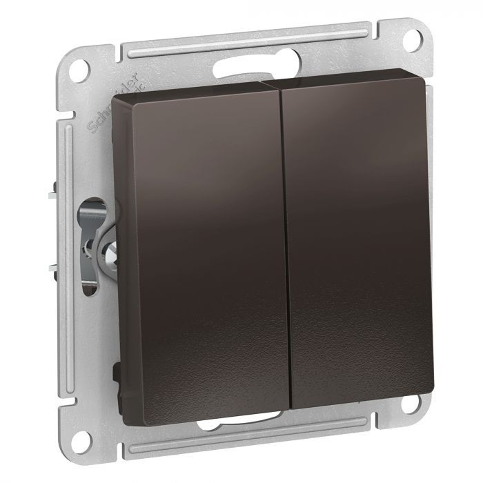 Выключатель двухклавишный Schneider Electric Atlas Design мокко фото 1 — Multielectrika