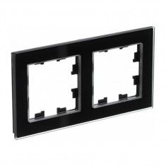 Рамка Schneider Electric Atlas Design Nature на 2 поста, черное стекло &mdash; Multielectrika