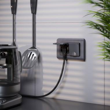 Розетка двойная влагозащ. с зазем. с защит. крышками и шторками (графит рифленый) W1172204 &mdash; Multielectrika