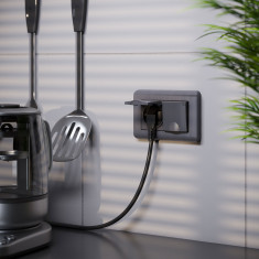 Розетка двойная влагозащ. с зазем. с защит. крышками и шторками (графит рифленый) W1172204 &mdash; Multielectrika