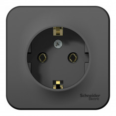 Розетка Systeme Electric BLANCA, открытый монтаж, с заземлением, антрацит, BLNRA010116 &mdash; Multielectrika