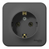 Розетка Systeme Electric BLANCA, открытый монтаж, с заземлением, антрацит, BLNRA010116