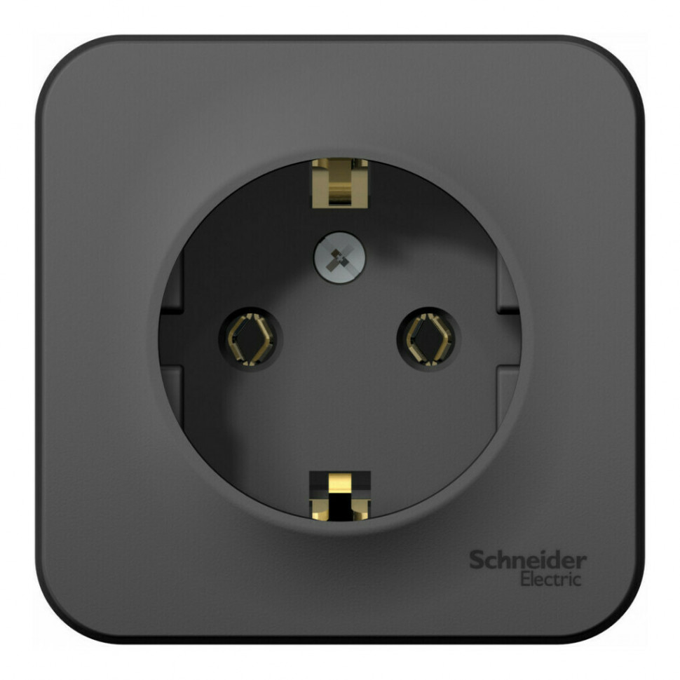 Розетка Systeme Electric BLANCA, открытый монтаж, с заземлением, антрацит, BLNRA010116 фото 1 &mdash; Multielectrika