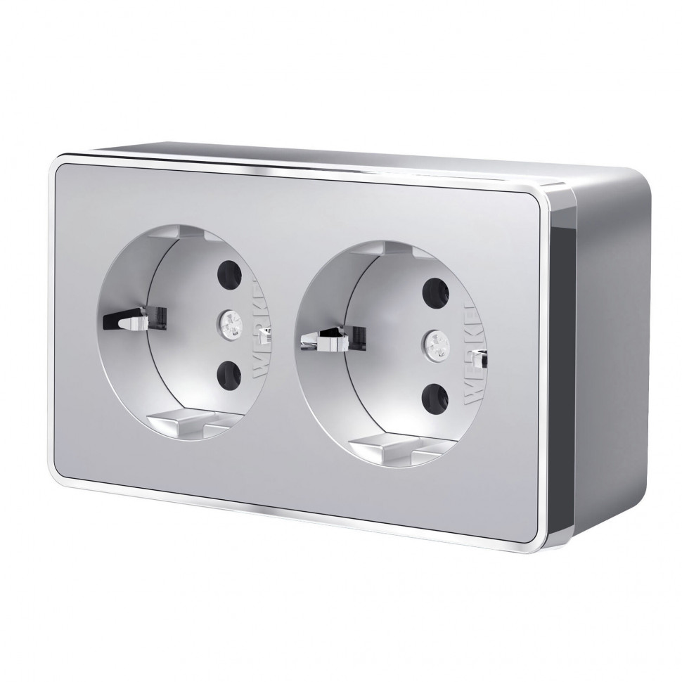 Розетка двойная с заземлением Gallant серебряный W5072106 фото 1 &mdash; Multielectrika