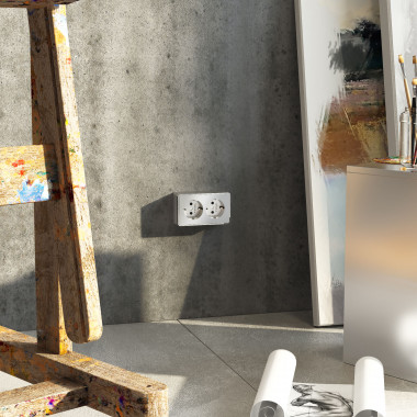 Розетка двойная с заземлением Gallant серебряный W5072106 &mdash; Multielectrika