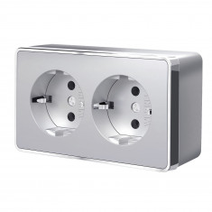 Розетка двойная с заземлением Gallant серебряный W5072106 &mdash; Multielectrika