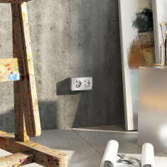 Розетка двойная с заземлением Gallant серебряный W5072106 &mdash; Multielectrika