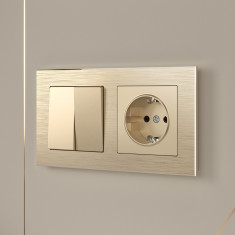 Выключатель двухклавишный (шампань) W1120011 &mdash; Multielectrika