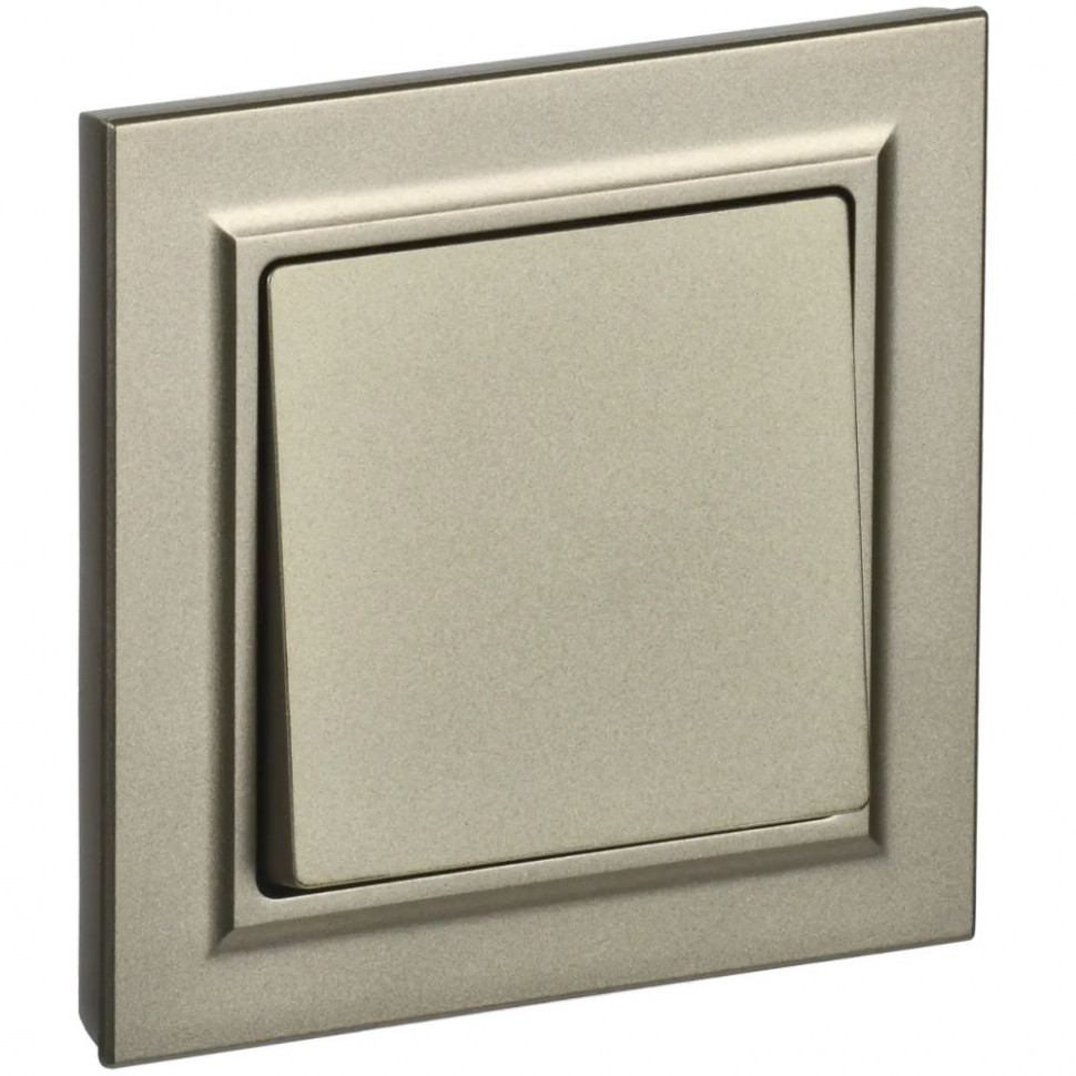 Выключатель одноклавишный 10А в сборе IEK Brite ВСР10-1-0-БрШ шампань фото 1 — Multielectrika