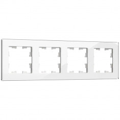 Рамка на 4 поста IEK Brite РУ-4-2-БрБ стекло белый &mdash; Multielectrika