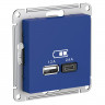Розетка USB A+С Systeme Electric AtlasDesign 5В/2,4А, 2х5В/1,2А, аквамарин