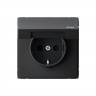 Розетка силовая Systeme Electric ArtGallery Aqua со шторками и крышкой 16А, IP44, карбон
