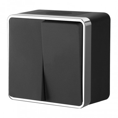 Выключатель двухклавишный влагозащищенный Gallant черный/хром W5020235 — Multielectrika