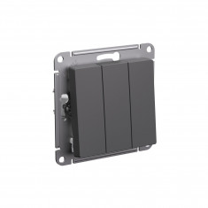 Выключатель трехклавишный Systeme Electric AtlasDesign 10А, базальт &mdash; Multielectrika