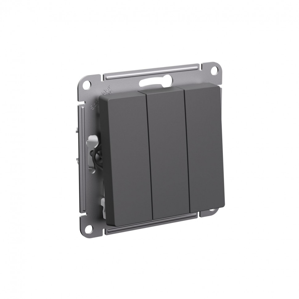 Выключатель трехклавишный Systeme Electric AtlasDesign 10А, базальт фото 1 — Multielectrika