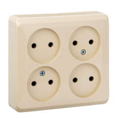 Розетка 4К без шторок 16А 250B Кремовая Schneider Electric Этюд PA16-205K &mdash; Multielectrika