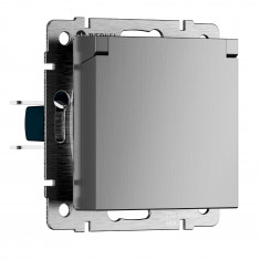 Розетка влагозащ. с зазем. с защит. крышкой и шторками N (cеребряный рифленый) W1171209 &mdash; Multielectrika