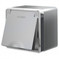 Розетка влагозащ. с зазем. с защит. крышкой и шторками Gallant серебряный W5071206 &mdash; Multielectrika