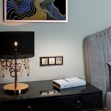 Выключатель двухклавишный с подсветкой (шампань рифленый) W1120110 — Multielectrika