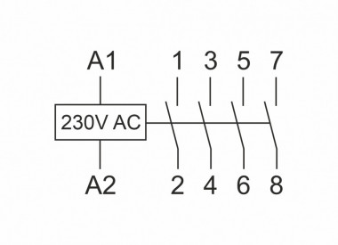 Контактор модульный (Ампер-40 / Волт-230 АС / Контакт-4NO) ST40-40 — Multielectrika